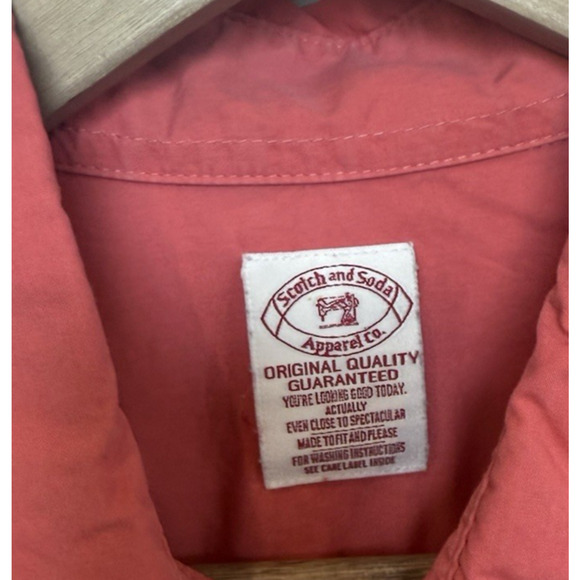 Scotch & Soda Womens Button Blouse Size L Salmon Puff Sleeve Preppy Golf Resort - Picture 5 of 11